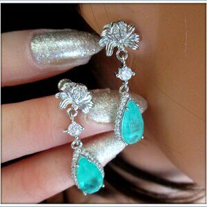 paraiba pear cut Luxury Brazilian gemstone ladies dangle drop earring
